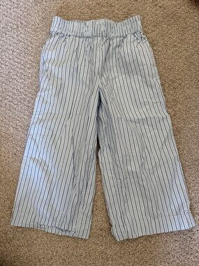 Cotton On Girls Blue & White Pinstripe Wide-Leg Pants